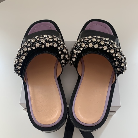 CARVEN leather beaded slide sandals - Picture 4 of 9